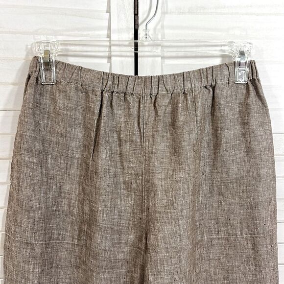 Chico’s Linen Pants Size 2 (12)  Brown Crop Wide Leg - Picture 5 of 14